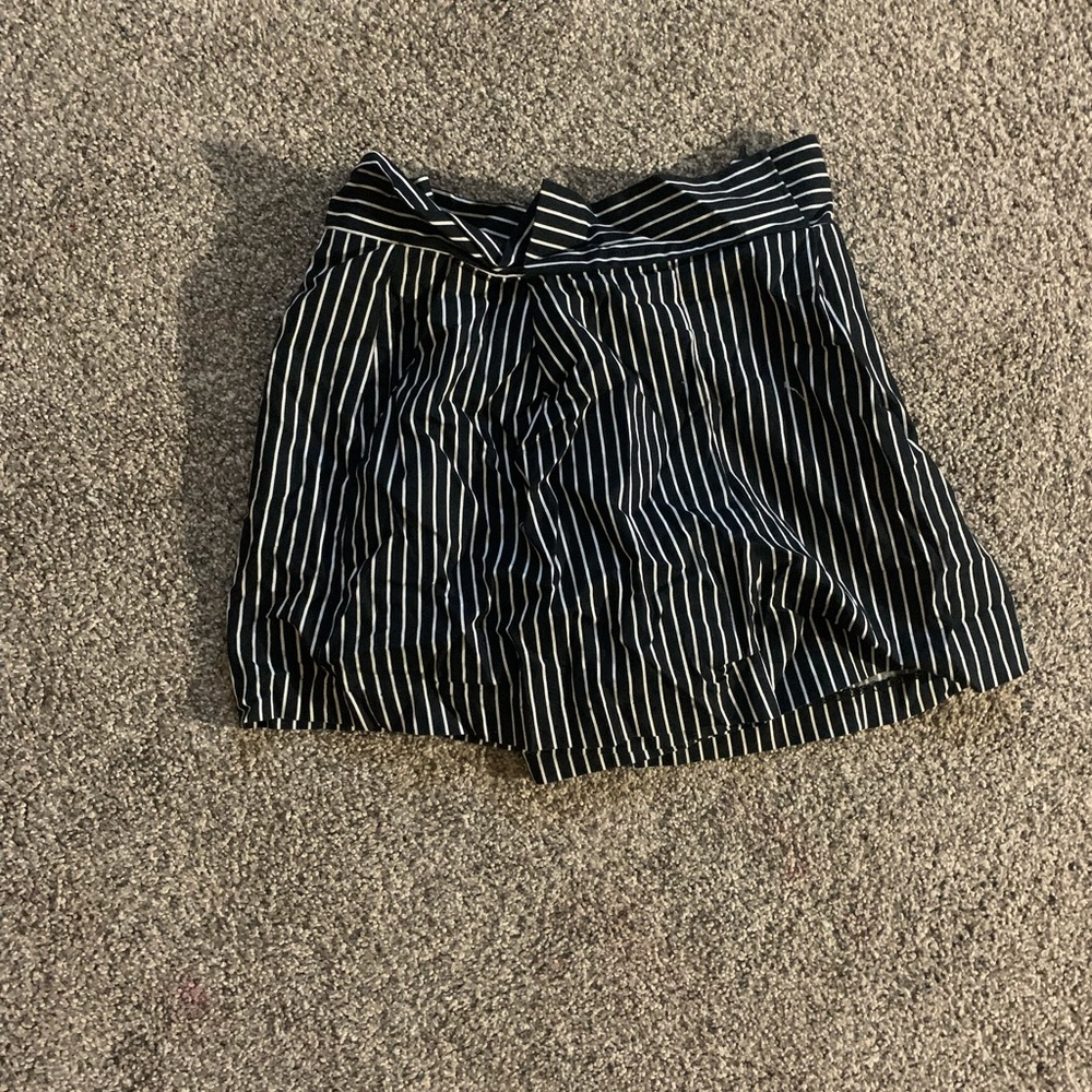 Striped paper bag shorts